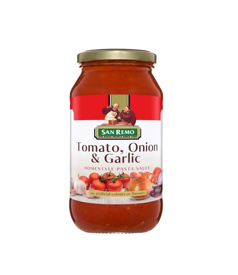 San Remo Pasta Sauce Tomato, Onion & Garlic 500g